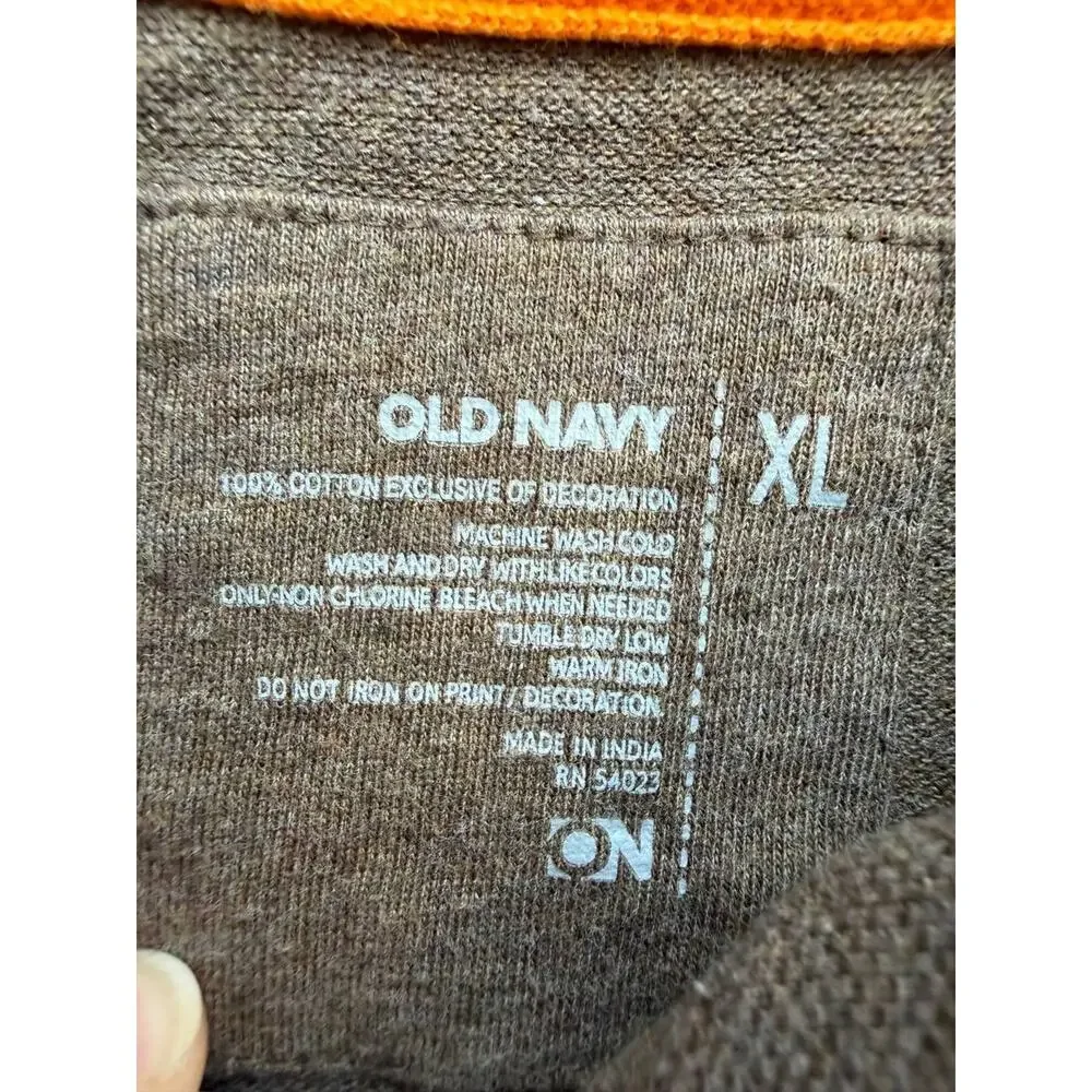 Vintage Y2K Old Navy Boys Surfing Graphic Polo Shirt XL 14-16 Brown